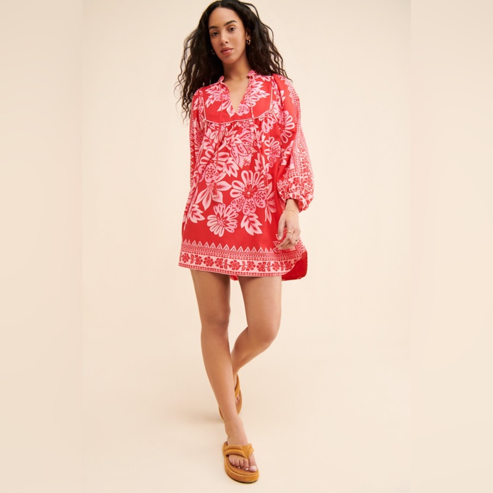 Farm Rio Flora Tapestry Long Sleeve Mini Dress - Picture 2 of 7
